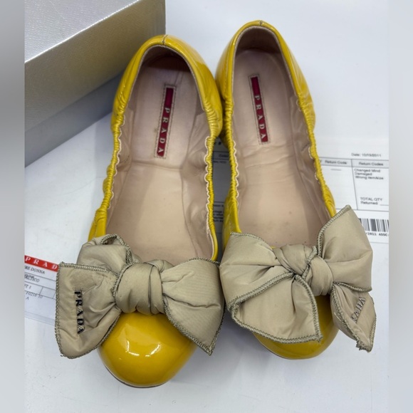 Prada Women's Yellow Ballet Flats size 38.5 EU - Picture 1 of 12